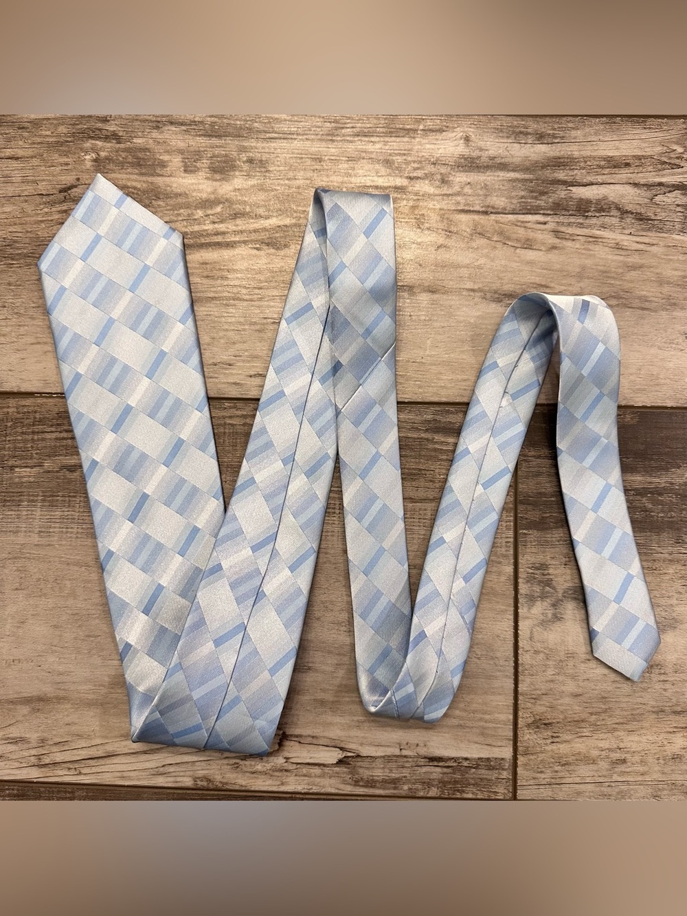 Satya Paul Light Blue & Silver Checked Silk Tie
